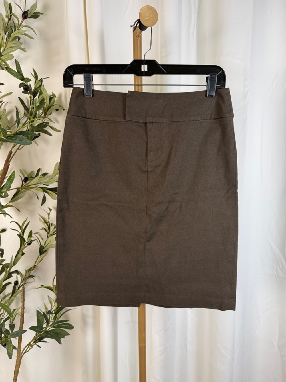 Banana Republic Women's Olive/Brown Cotton Blend Pencil Skirt Sz 0 (B6)